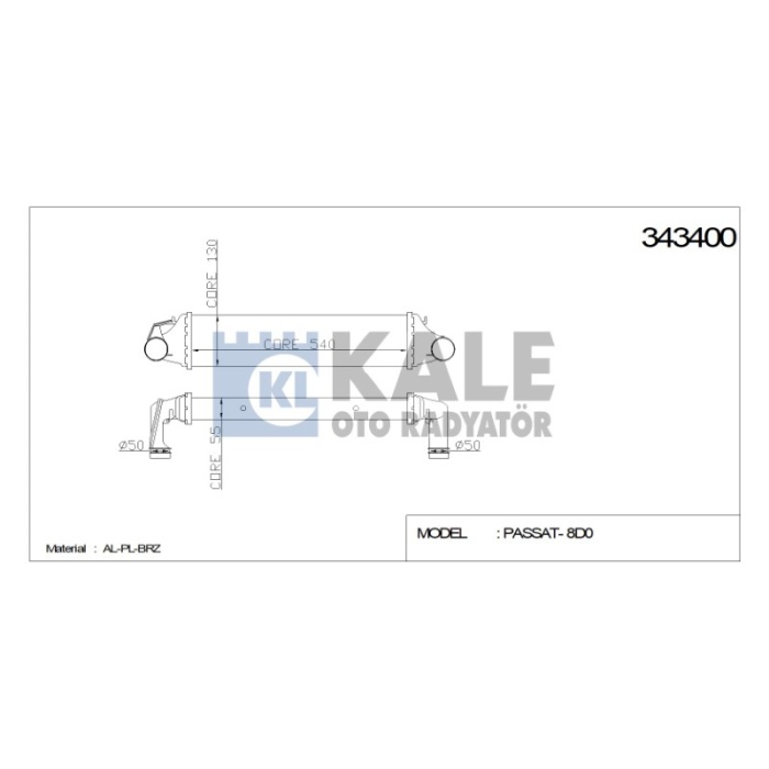 TURBO RADYATÖRÜ INTERCOOLER BMW 3 E46 540X127X50 AL-PL-BRZ - KL343400