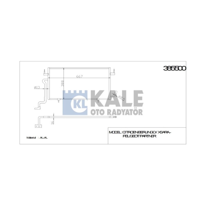 KLIMA RADYATÖRÜ PEUGEOT PARTNER 96- CITROEN BERLINGO 96+ XSARA 97-00 1.8D-1.9D - KL385500