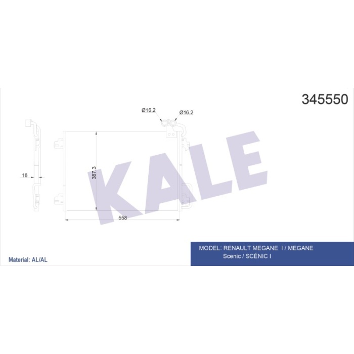 KLIMA RADYATÖRÜ RENAULT MEGANE  I - MEGANE SCENIC - SCÉNIC I AL-AL - KL345550