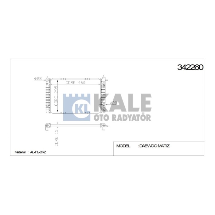 RADYATÖR DAEWOO MATIZ  98+ 0.8 A  AL-PL-BRZ - KL342260