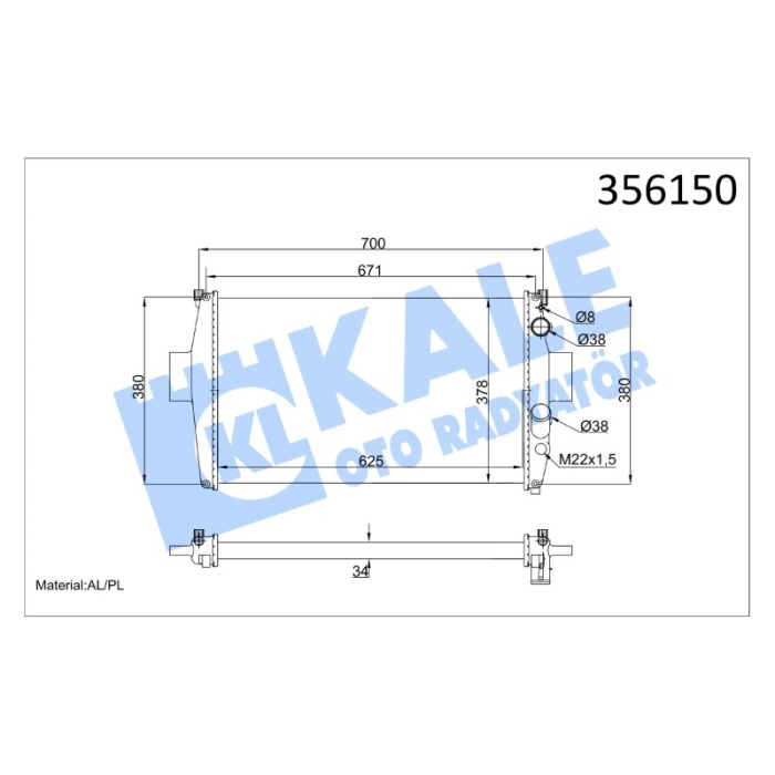 RADYATÖR IVECO IVECO DAILY II ÇERÇEVESIZ - KL356150