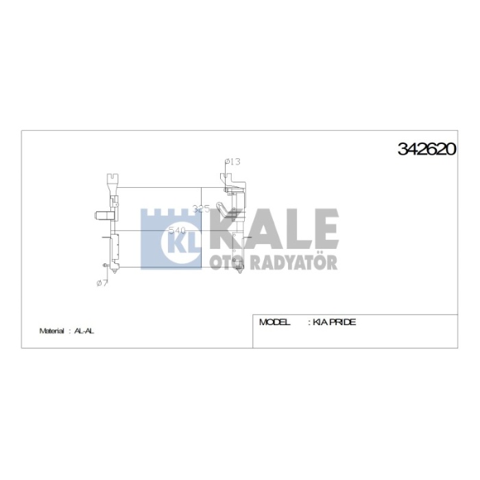 KLIMA RADYATÖRÜ KIA PRIDE 10.96 -  1.3 16V  AL-AL - KL342620