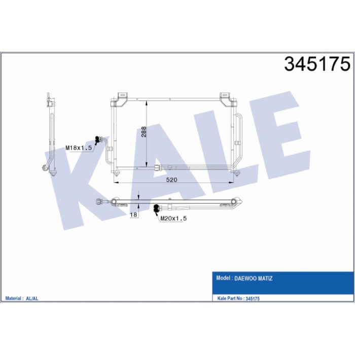 KLIMA RADYATÖRÜ DAEWOO MATIZ AL-AL - KL345175