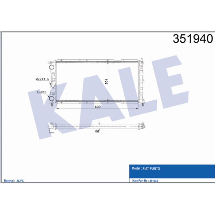 RADYATÖR FIAT PUNTO 1.7TD 93=- AL-PL - KL351940
