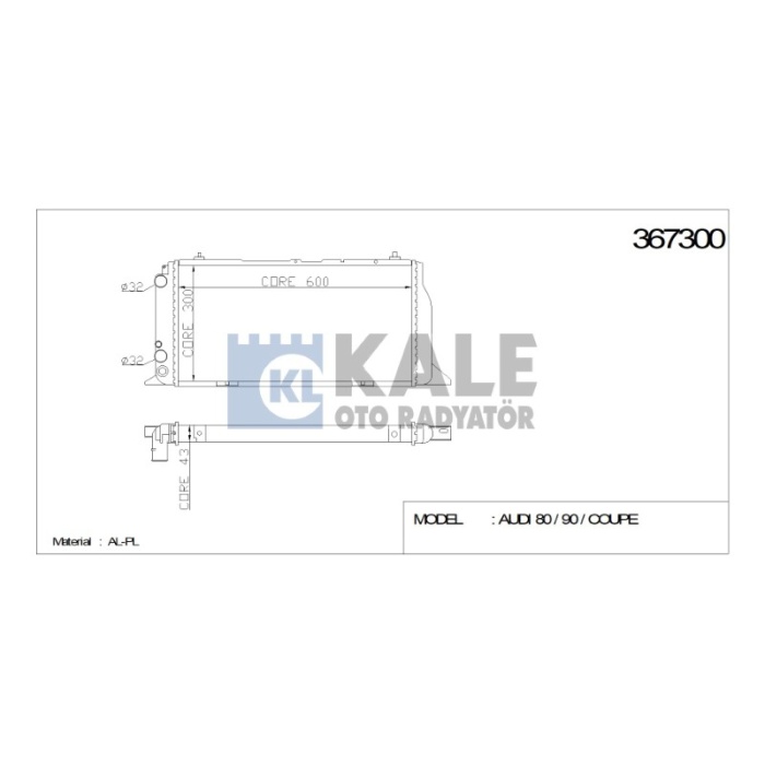 RADYATÖR AUDI 80-90 COUPE 600-304-42 AL-PL - KL367300