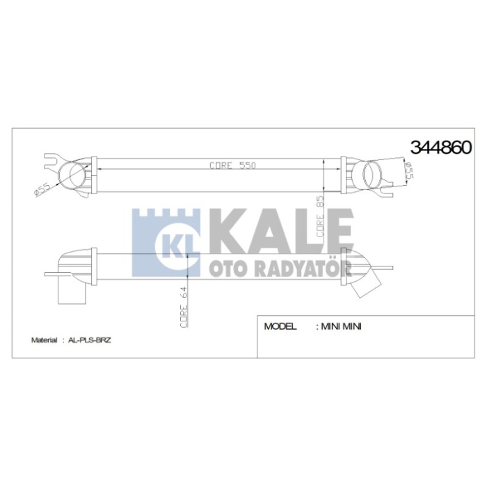 TURBO RADYATÖRÜ INTERCOOLER MINI AL-PL-BRZ - KL344860