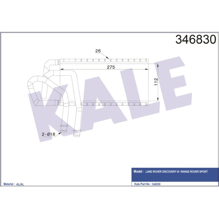 KALORIFER RADYATÖRÜ BRAZING LAND ROVER DISCOVERY III-RANGE ROVER SPORT - KL346830