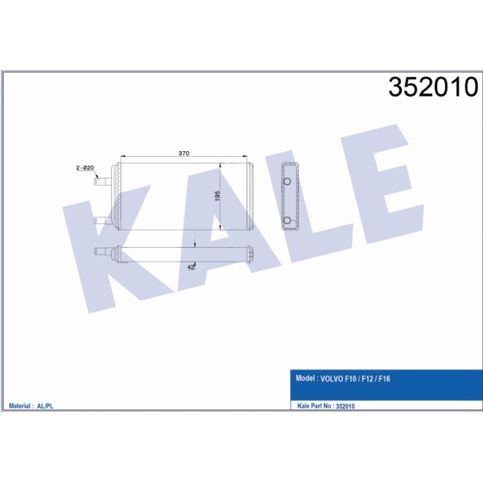 KALORIFER VOLVO F10 -F12 -F16 KALORIFER - KL352010