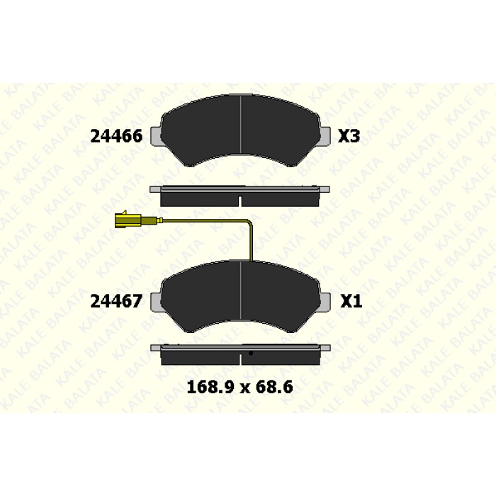 FREN BALATA ÖN CITROEN JUMPER-FIAT DUCATO-PEUGEOT BOXER TEK FIŞLI - KL24466-190-25-ANS-KD20