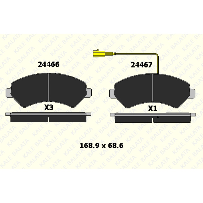 FREN BALATA ÖN DUCATO III - BOXER III - JUMPER III 2.2HDI-2.2HDI-3.0HDI 16Q - 20Q 06-- KARSAN JEST  - KL24466-190-05-ANS-KD20