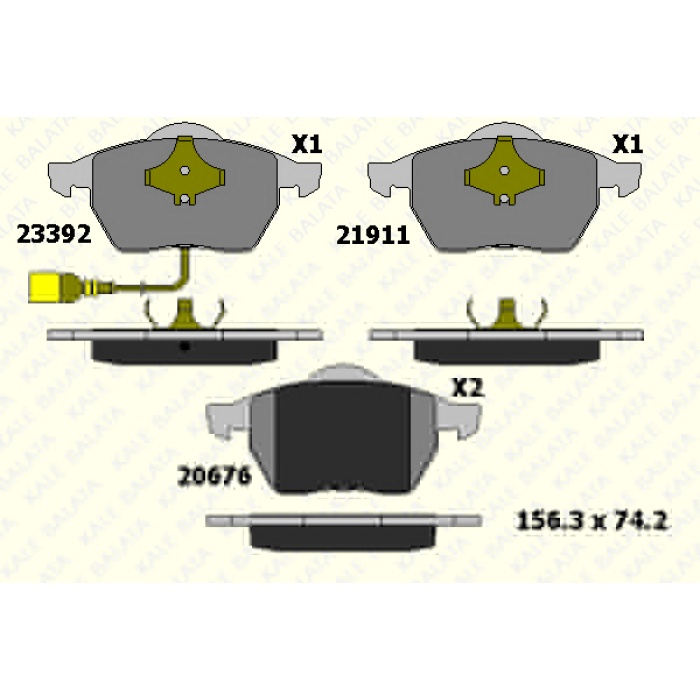 FREN BALATA ÖN A3 1.8. TT. SEAT LEON. TOLEDO II - SCODA OCTAVIA - VW GOLF IV. BORA. NEW BEETLE. POLO - KL23392-206-05-ANS-KD13