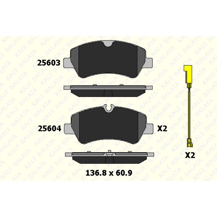 FREN BALATA ARKA FORD V362 TRANSIT CUSTOM-TREND DELUX FIŞLI - KL25603-175-15-MSH-KD20