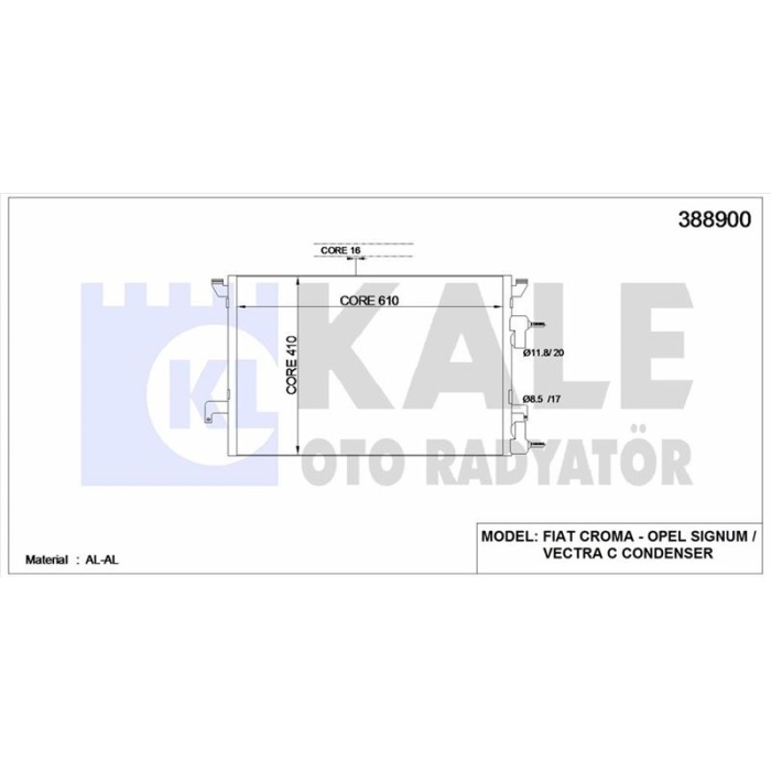 KLIMA RADYATORU VECTRA C SIGNUM Y20DTH Y22DTR - KALE 388900