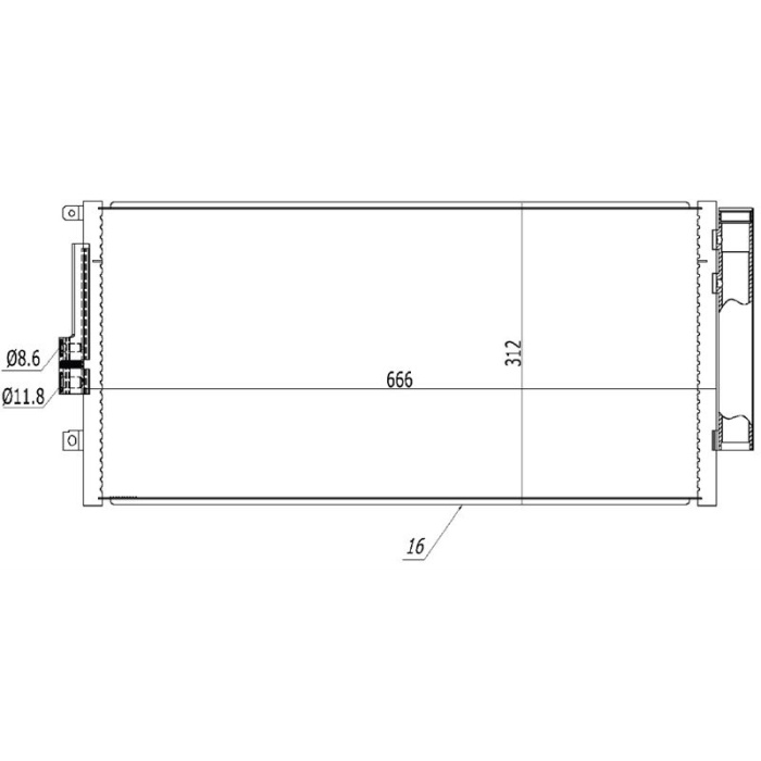 KLIMA RADYATORU FIAT 500 1.4I 07-- 666x312x16 - ORIS CFI689016