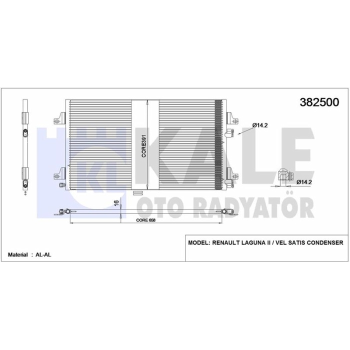 KLIMA RADYATORU  LAGUNA II VEL SATIS 700×391×16 - KALE 382500