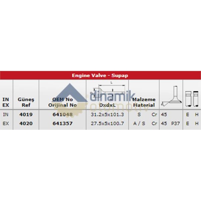 SUBAP TAKIMI X18XE Z18XE VECTRA B ASTRA G ZAFIRA A - GUNES 4019-4020