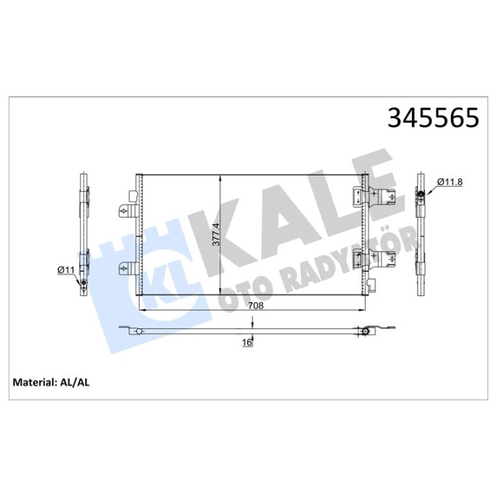 KLIMA RADYATORU KONDANSER INTERSTAR OPEL MOVANO RENAULT MASTER II 2.5 DCI 06- - KALE 345565