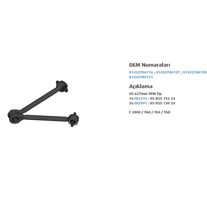 V KOL MAN F 2000 - TGA - TGS - TGX ER2091 ER2091 ER2276 Ø50 627MM TRW TYPE - EGEROT ER1431