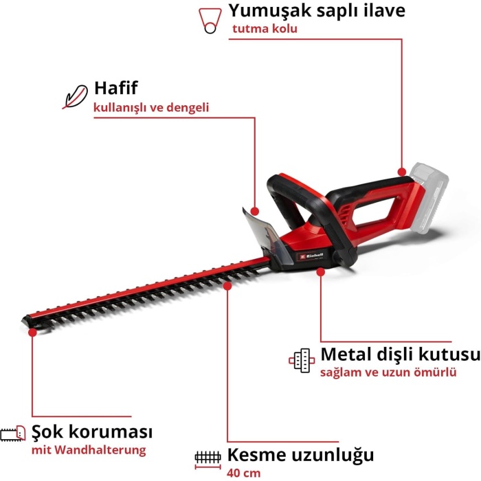 Einhell GC-CH 18/40 Li Solo, Akülü Çit Budama (Akü Hariç)