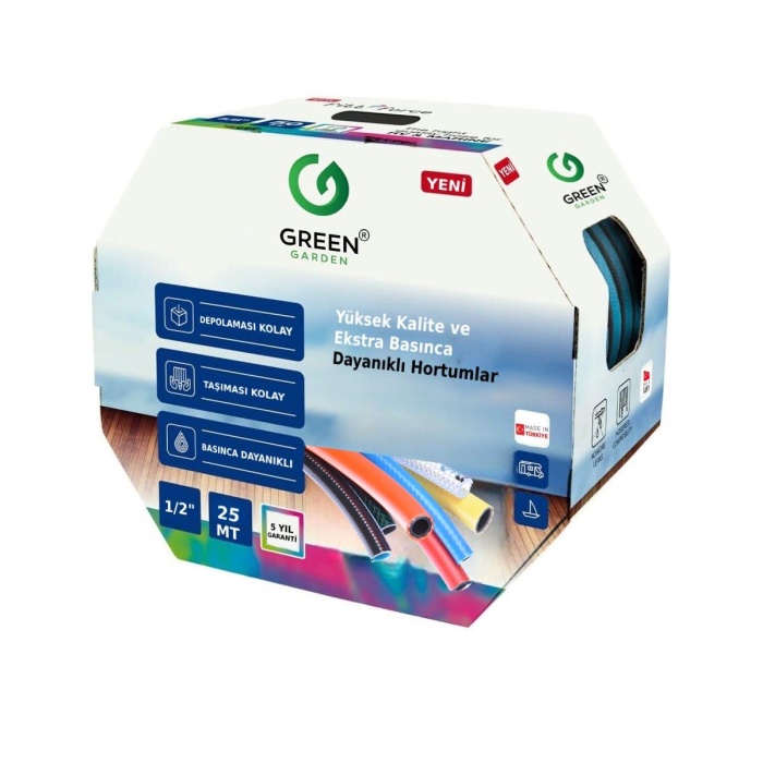 Greengarden 281220 Flex Örgülü Şeffaf Bahçe Hortumu 1/2-20 mt