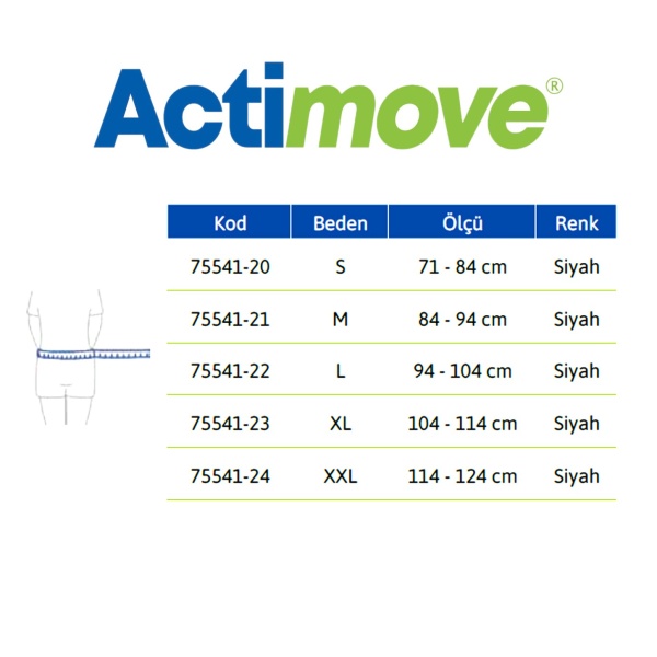 Actimove Bel Korsesi 4 Adet Destek İçeren, Ayarlanabilir Çift Kat Kompresyon