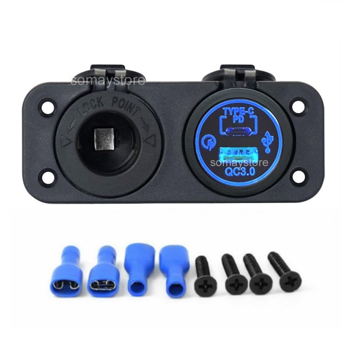 Marin Şarj + Usb Type-C Soketi Plastik Çerçeve 12-24v