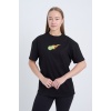 Kadın Oversize Baskılı Tişört Siyah Hot Tennis