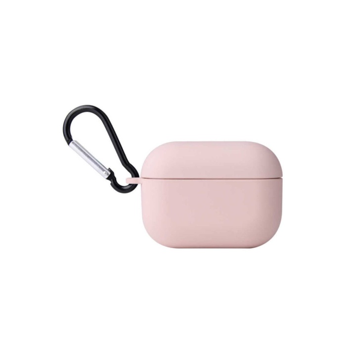 Anahtarlıklı Silikon AirPods Pro Kılıfı Pembe