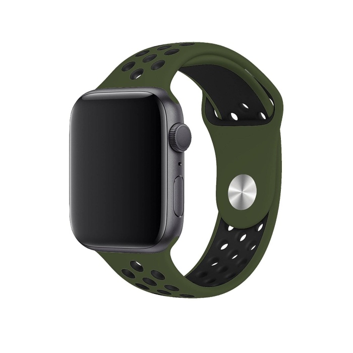 Apple Watch Series 7 41 MM Fileli Kordon Haki-Siyah