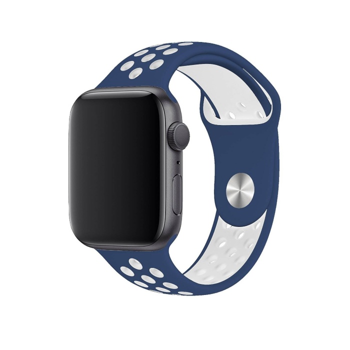 Apple Watch Series 7 41 MM Fileli Kordon Lacivert-Beyaz