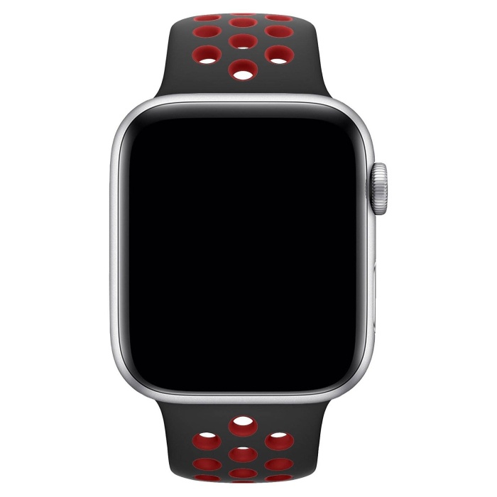 Apple Watch Series 7 41 MM Fileli Kordon Siyah-Kırmızı