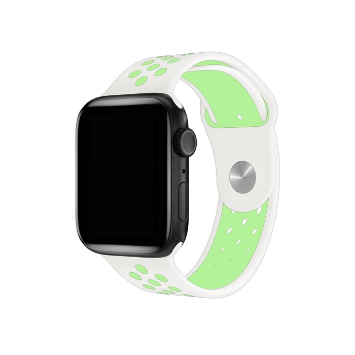 Apple Watch Series 7 45 MM Fileli Kordon Beyaz-Yeşil