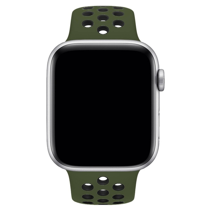 Apple Watch Series 7 45 MM Fileli Kordon Haki-Siyah