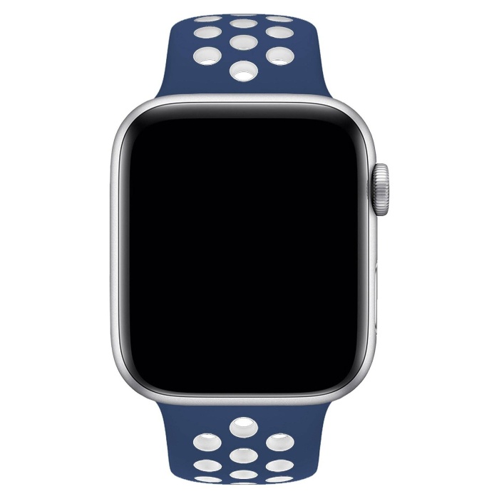 Apple Watch Series 7 45 MM Fileli Kordon Lacivert-Beyaz