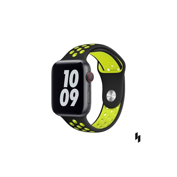 Apple Watch Series 7 45 MM Fileli Kordon Siyah-Sarı