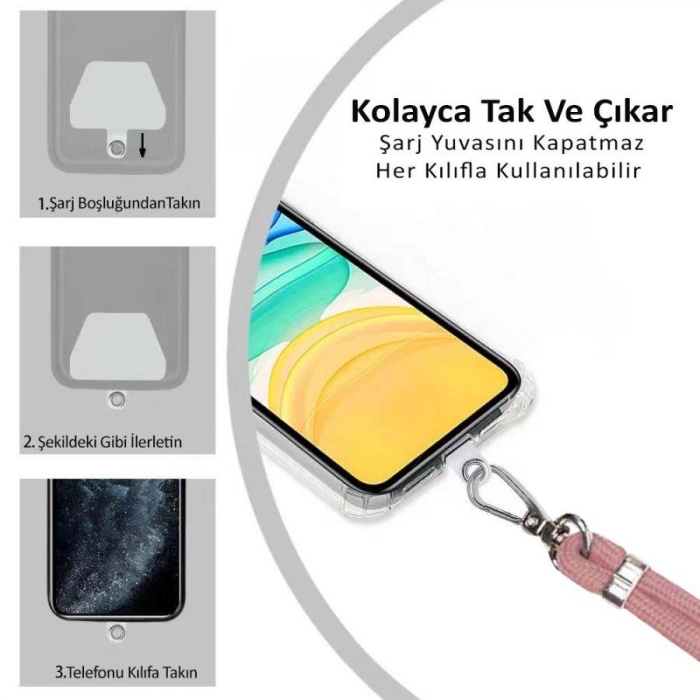 Apple iPhone 15 6.1 İp Askılı Silikon Kılıf Siyah
