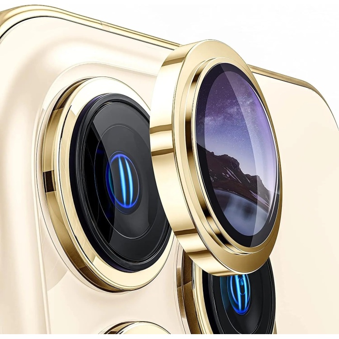 Apple iPhone 12 Gerçek Cam Safir Lens Koruma Gold