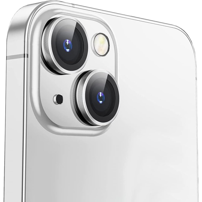 Apple iPhone 13 Gerçek Cam Safir Lens Koruma Gümüş