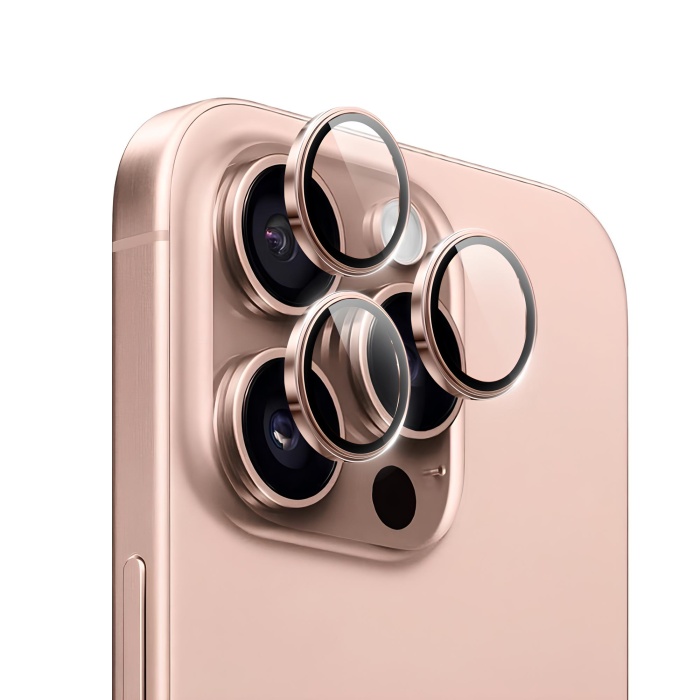 Apple iPhone 16 Pro Max Gerçek Cam Safir Lens Koruma Pembe