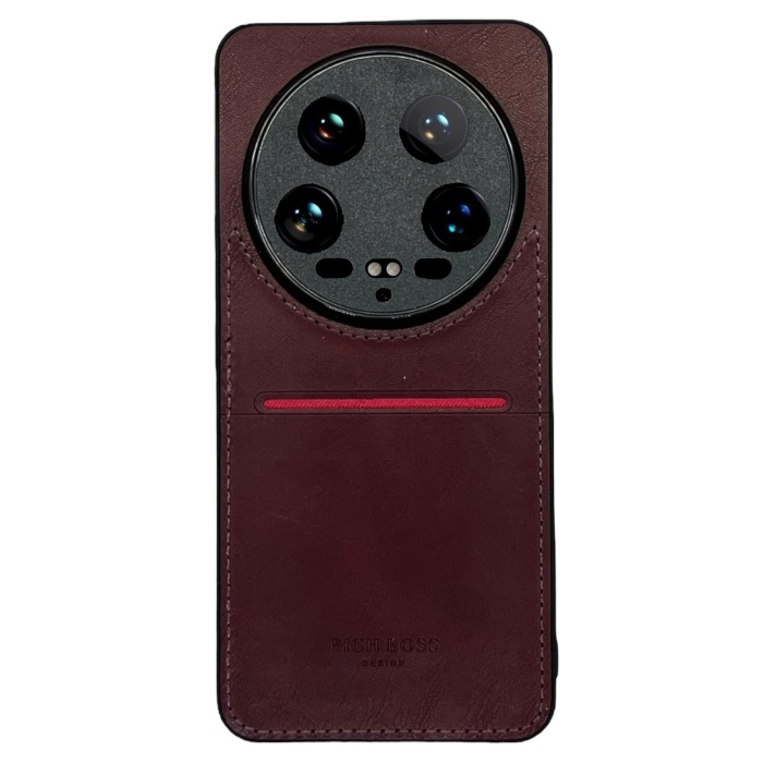 Xiaomi Mi 14 Ultra Kartlıklı Rich Boss Lüx Deri Kılıf Koyu Kırmızı