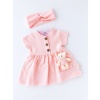 Salmon Teddy Bear bandanna Dress Set