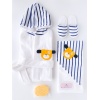 4 Piece Striped Dog Bathrobe Set Blue