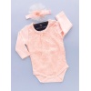 Long Sleeve Front Lace With Body Set Salmon