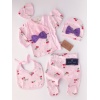 Guipure Cherry Pattern 5 Pcs Zıbın Set Pink