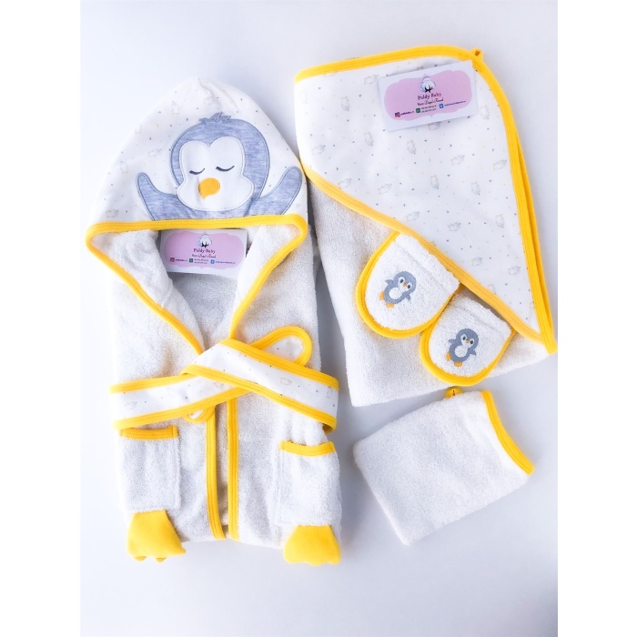 Sleepy Penguin 4 Piece Bathrobe Set Ecru