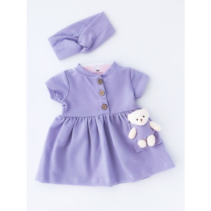 Teddy Bear bandanna Dress Set Lilac