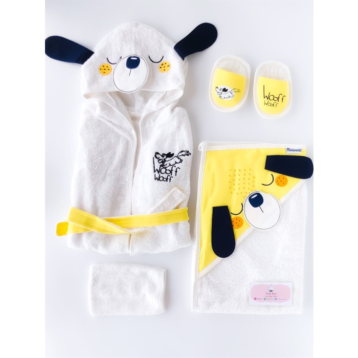 4 Piece Sleepy Worf Bathrobe Set Yellow