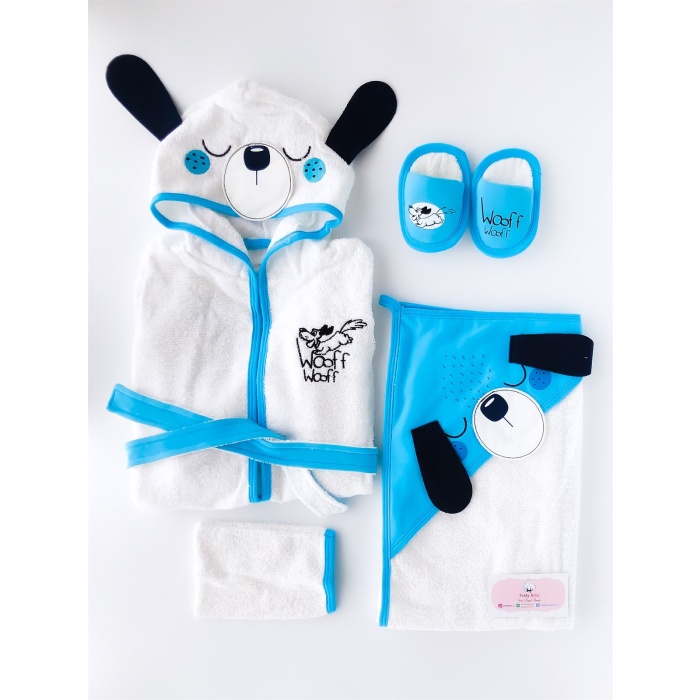 4 Piece Sleepy Worf Bathrobe Set Turquoise