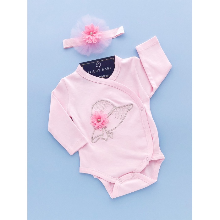 Long Sleeve Hat Embroidered Double Swap With Body Set Pink