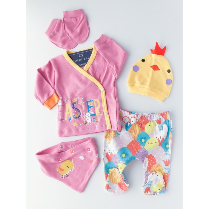 Happy Easter 5 Pcs Bodysuit Set Rose Dry